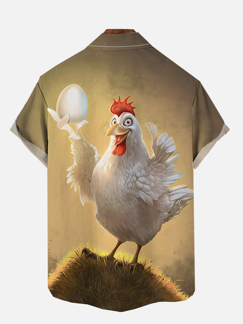Chicken And Egg Funny Printing Short Sleeve Shirt