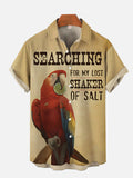 Searching For My Lost Shaker Of Salt Vintage Parrot Poster Printing Short Sleeve Shirt