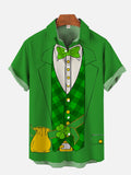 St. Patrick's Day Green Goblin Tuxedo Cartoon Costume Printing Short Sleeve Shirt