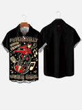 Rock Sour Girl And Guitar Printing Short Sleeve Shirt