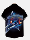 Sci-Fi Interstellar Travel Fleet Space Starship Shuttles Through The Black Universe Printing Short Sleeve Shirt