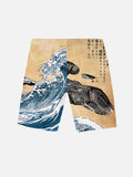 Ukiyo-E Air Station With Ocean Waves Personalized Printing Shorts