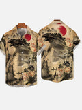 Ancient Ink Painting Ukiyo-E Godzilla Personalized Printing Short Sleeve Shirt
