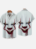 White Secret Creepy Red Clown Image Costume Printing Short Sleeve Shirt