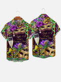 Mardi Gras Carnival Feather Masks And Champagne Glasses Printing Short Sleeve Shirt