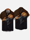Space War Spaceship In Artistic Light And Shadow Printing Short Sleeve Shirt