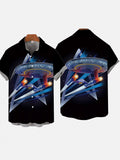 Sci-Fi Interstellar Travel Fleet Space Starship Shuttles Through The Black Universe Printing Short Sleeve Shirt