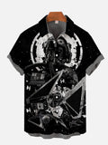 Black Masked Mysterious Warrior Printing Short Sleeve Shirt