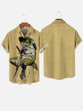 Ukiyo-E Cool Samurai Frog Printing Short Sleeve Shirt