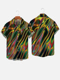 Fashion And Leisure Cool Ambilight Laser Pattern Printing Breast Pocket Short Sleeve Shirt