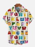 Cartoon Characters And Alphabet Abstract Cartoon Costumes Printing Short Sleeve Shirt