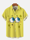Classic Yellow Sponge Cartoon Character Cartoon Costume Printing Short Sleeve Shirt