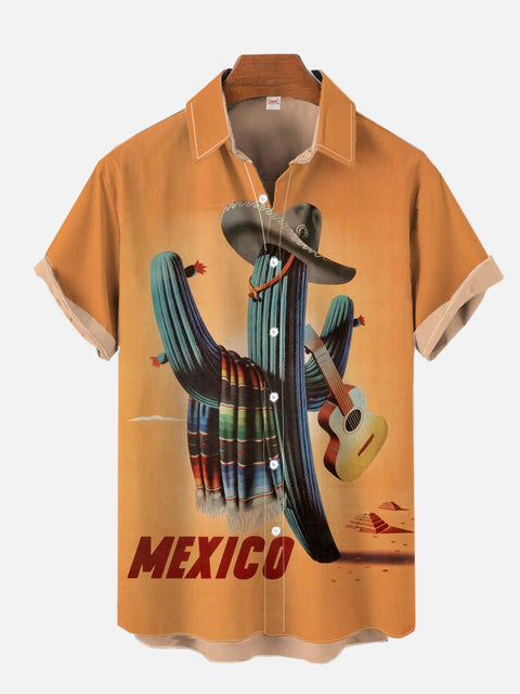 Cinco De Mayo Mexican Desert Cactus Printing Short Sleeve Shirt