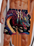 Mysterious Oriental Traditional Chinese Colorful Dragon Printing Shorts