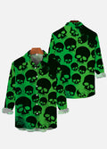 Green And Black Skulls Printing Long Sleeve Shirt