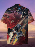 Eye-Catching Amazing Style Sci-fi Spacecraft And Drones Printing Cuban Collar Hawaiian Short Sleeve Shirt