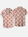 Lobsters Pattern Sea Food Printing Short Sleeve Shirt