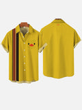 Yellow Striped Duckling Printing Cartoon Costume Breast Pocket Short Sleeve Shirt