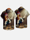 Rooster Singer On Stage Printing Short Sleeve Shirt