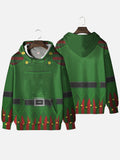 Christmas Elements Green Onesie Dress Up Printing Hooded Sweatshirt