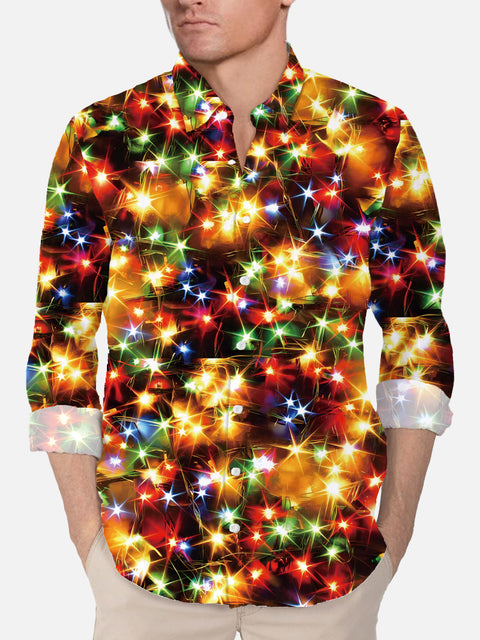 Merry Christmas Sparkles And Glitter Christmas Lights Printing Long Sleeve Shirt