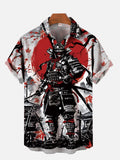 Vintage Ukiyo-E Japan Style Samurai Fighter Printing Short Sleeve Shirt