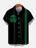 Vintage Black And Green Striped St. Patrick'S Day Clover Space Wars Samurai Helmet Printing Short Sleeve Shirt
