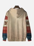 Vintage Abstract Tribal Buffalo Colorful Pattern Art Printing Hooded Sweatshirt