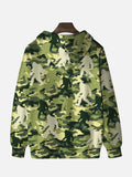 Green Camouflage Pattern And Gorillas Silhouette Printing Hooded Sweatshirt