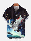 Sci-Fi Starship Outer Space Printing Short Sleeve Shirt