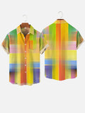 Fashion Casual Colorful Plaid Ethnic Style Printing Breast Pocket Short Sleeve Shirt