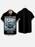 Cookie Monster Wanted Poster Cartoon Costume Printing Short Sleeve Shirt