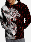 Black White Hell Fire Dragon Tattoo Printing Hooded Sweatshirt