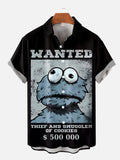 Cookie Monster Wanted Poster Cartoon Costume Printing Short Sleeve Shirt