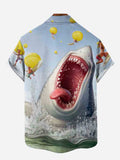 Funny Hawaiian Laughing Shark Printing Short Sleeve Shirt