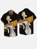 Elegant Blonde Mr. Duck And Martini Glasses Printing Short Sleeve Shirt