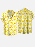 Yellow Cartoon Cute Rubber Ducky Pattern Printing Short Sleeve Shirt