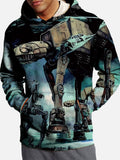 Sci-Fi Ancient Armed Walker And Armed Robot Printing Hooded Sweatshirt