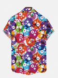 Cartoon Cute Colorful Doodle Round Octopus Printing Breast Pocket Short Sleeve Shirt
