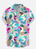 Magic Rainbow Unicorn And Pineapple Hippie Printing Short Sleeve Shirt
