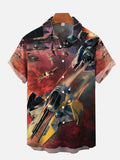 Sci-Fi Spaceship Fleet Combat Poster Printing Short Sleeve Shirt