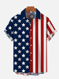Fashion And Leisure Navy American Flag Printing Short Sleeve Shirt