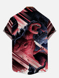 Ukiyo-e Monster Art Scary Giant Monster Godzilla Printing Short Sleeve Shirt
