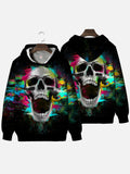 Cool Abstract Colorful Skull Crazy Printing Hooded Sweatshirt