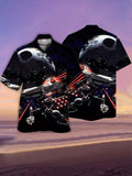 Eye-Catching Fantasy Outer Space Space Wars Spaceships And Mysterious Planets Printing Cuban Collar Hawaiian Short Sleeve Shirt