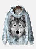Cool Realistic 3D Snow Wolf Printing Hooded Sweatshirt