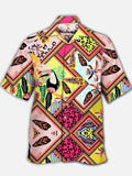 Eye-Catching Tropical Tribal Style Leopard Pattern And Toucan Printing Cuban Collar Hawaiian Short Sleeve Shirt