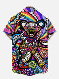 Psychedelic Hippie Colorful Pop Art Teddy Bear Printing Short Sleeve Shirt