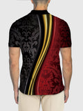 Black And Red Color Matching Retro Mysterious Pattern Printing Short Sleeve Polo