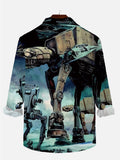 Sci-Fi Ancient Armed Walker And Armed Robot Printing Long Sleeve Shirt